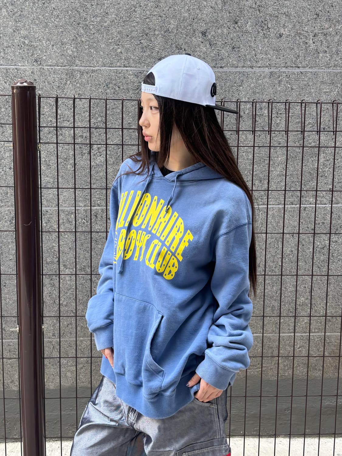 빈티지 블루 로고 후드티 상품이미지3