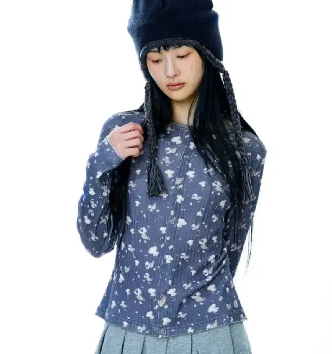 코이세이오 코튼 긴팔 네이비 티셔츠 상품이미지3