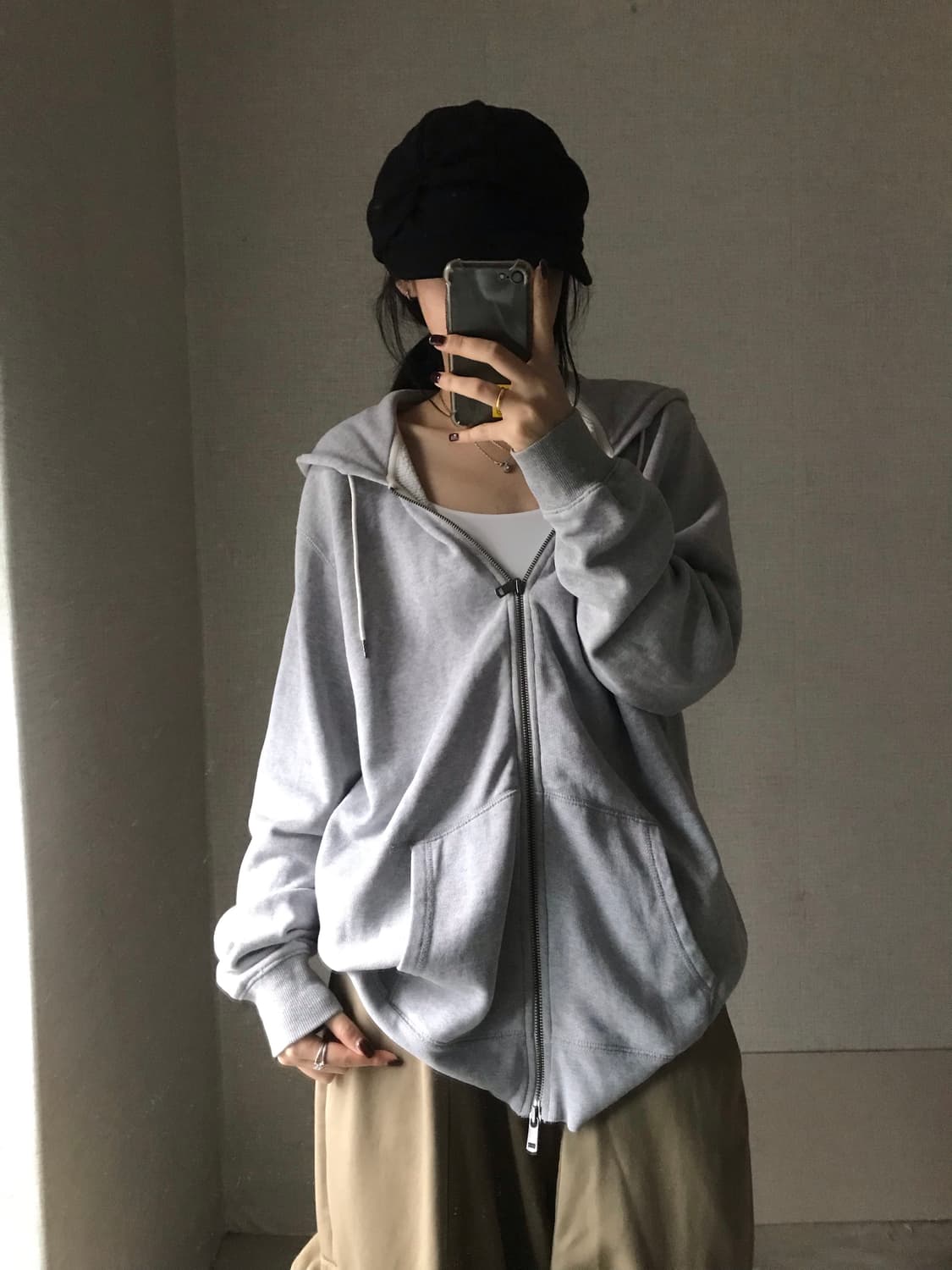 리바이스 그레이 오버핏 후드집업 상품이미지1