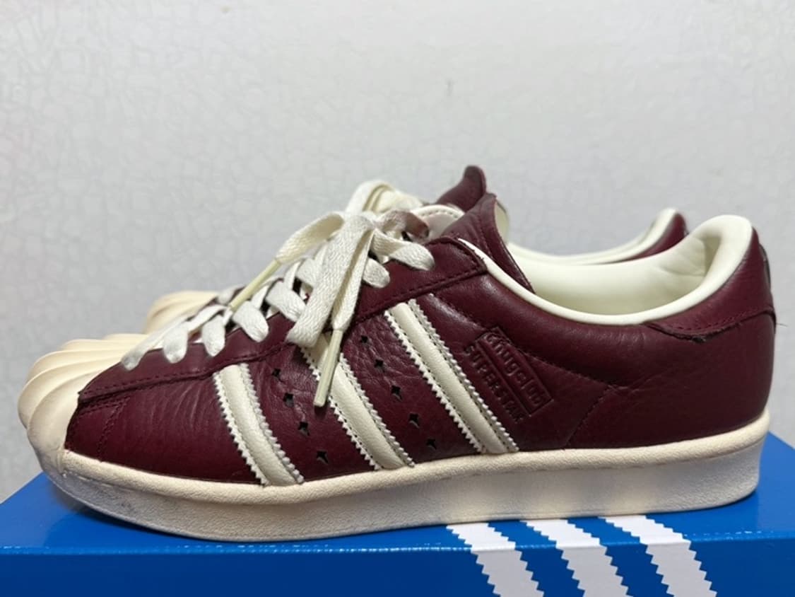 아디다스X떠그클럽 슈퍼스타 빈티지 판매합니다. [버건디/260mm] 상품이미지2