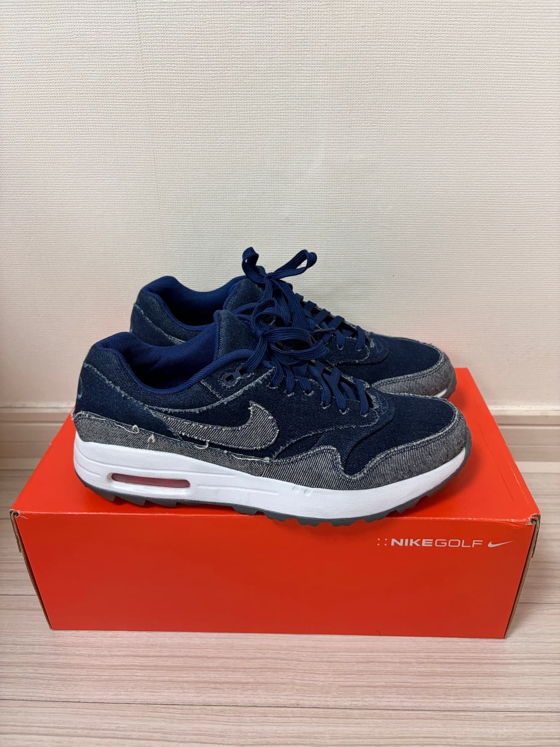 [265] 나이키 에어맥스 1 골프 노 데님 얼로우드 네이비 상품이미지4