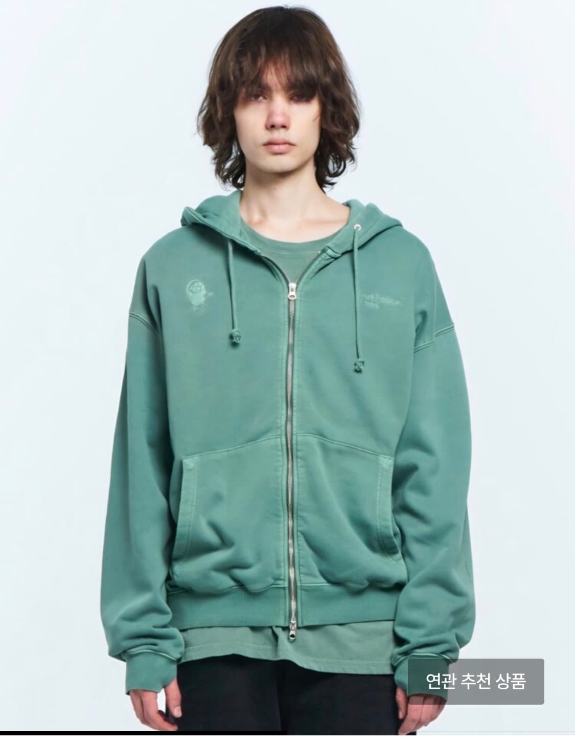 (구해요) 플라스틱프로덕트 에메랄드 후드집업 S M 상품이미지1