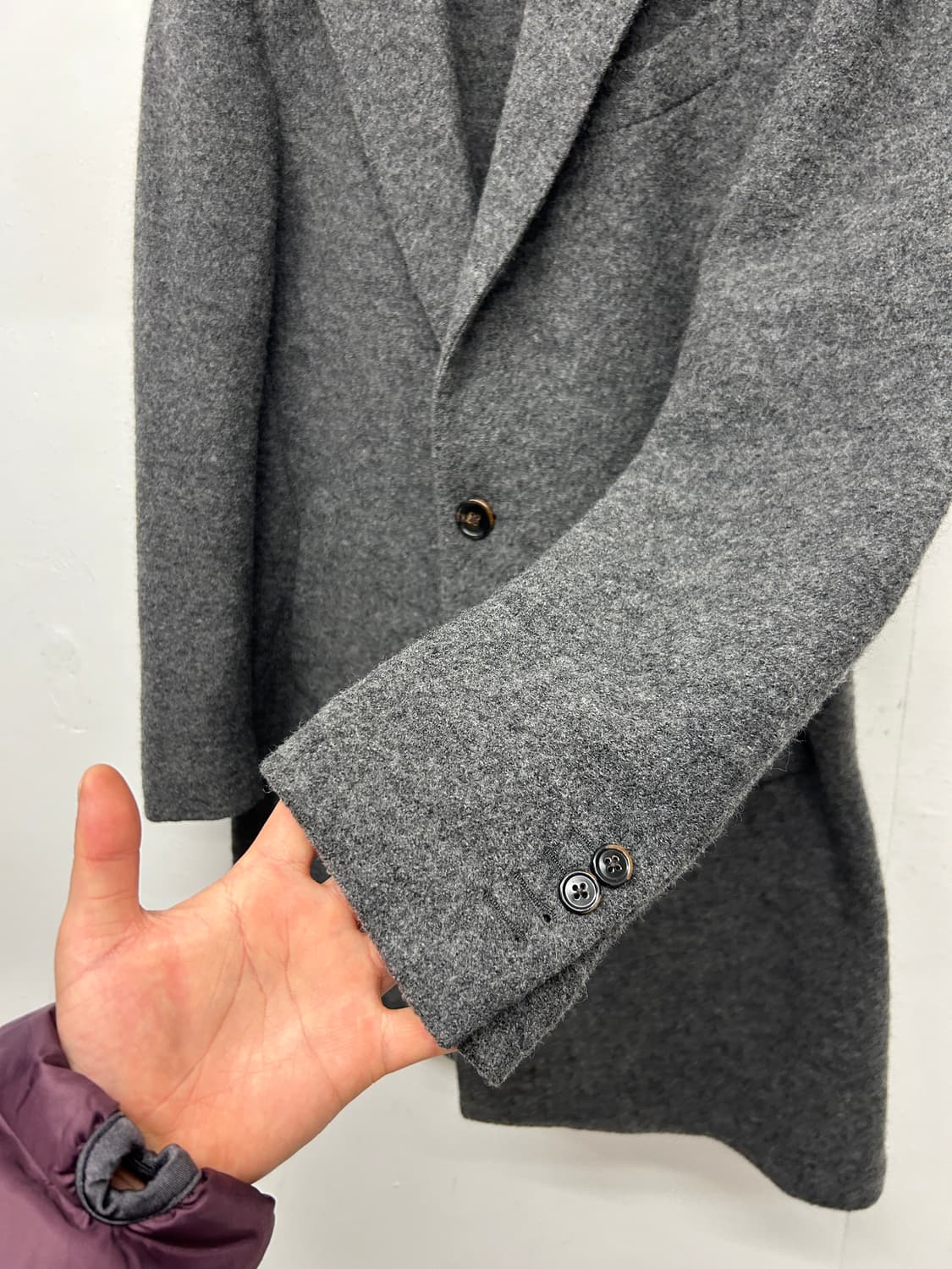 라르디니 그레이 싱글 브레스티드 울코트 상품이미지3