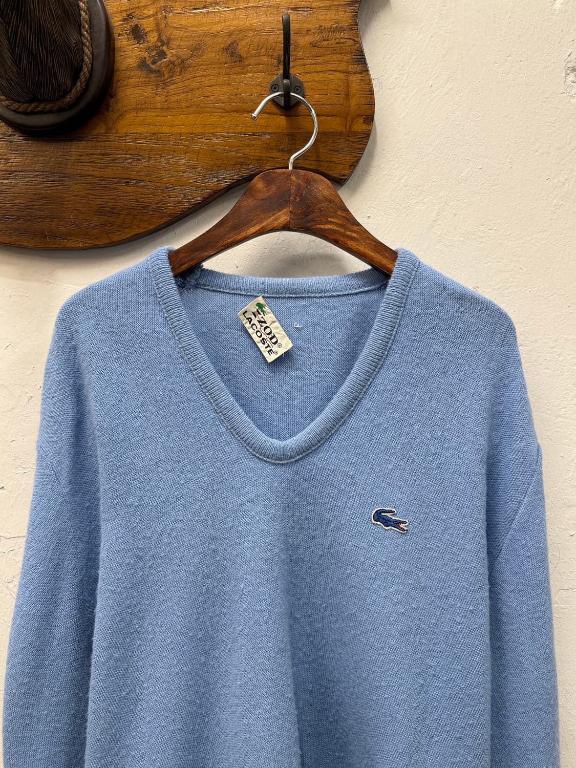 M) 7-80s Lacoste Light Blue V-neck Knit 상품이미지1