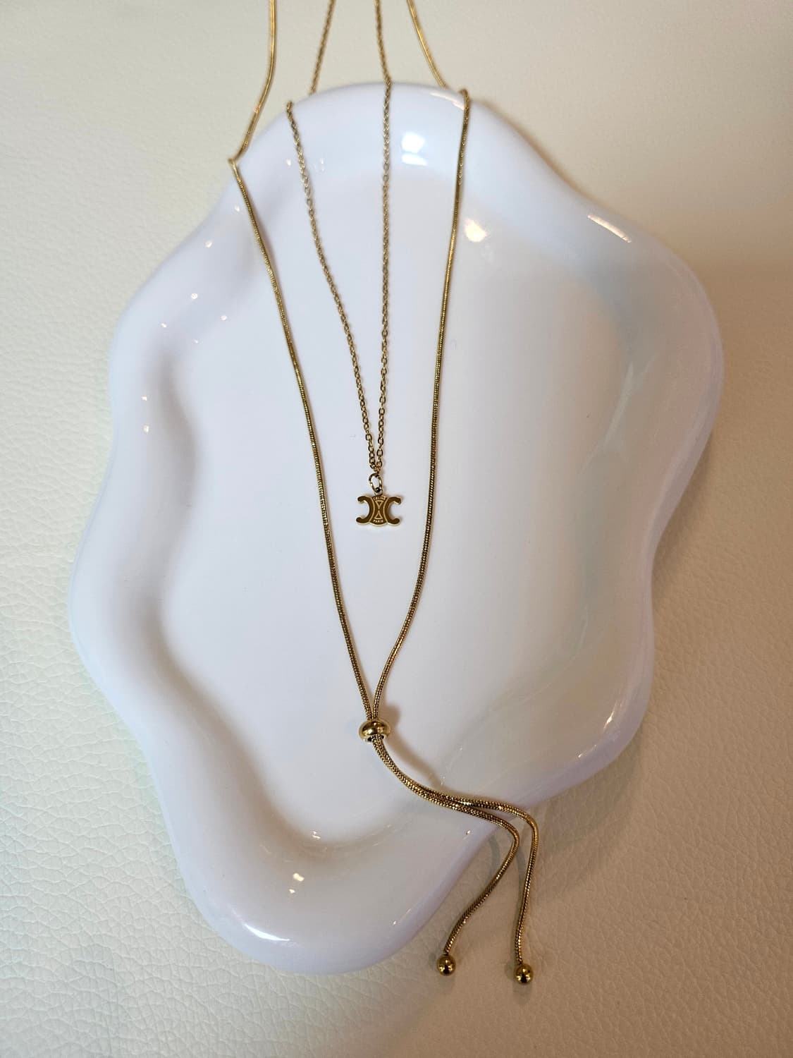 셀린느 업사이클링 두줄 레이어드 금장 목걸이 상품이미지5