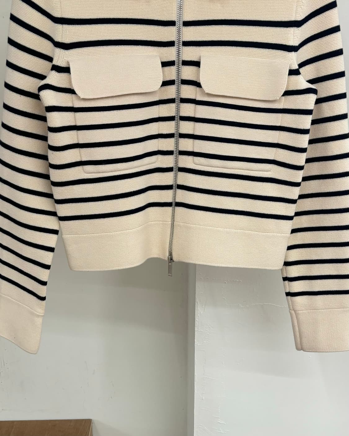 아르켓 오프 화이트/스트라이프 니티드 코튼 자켓 상품이미지5