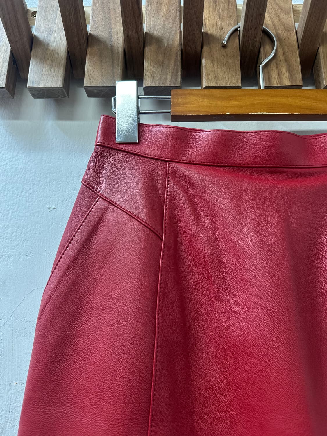 일본빈티지레드양가죽스커트 상품이미지2