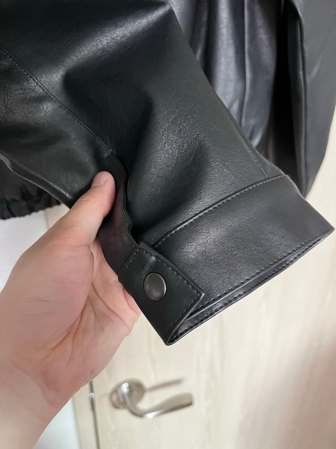 비슬로우 비건 레더 스탠드카라 자켓 블랙 m 새상품 상품이미지5