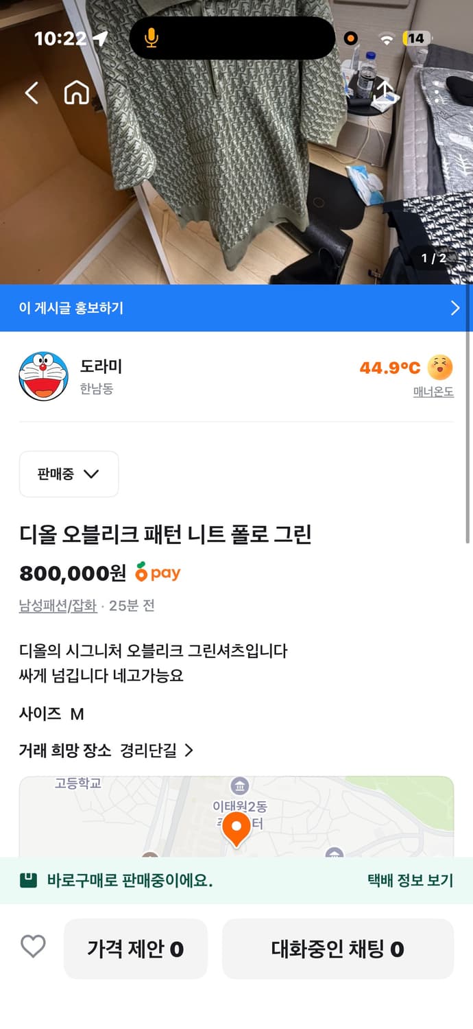 디올 오블리크 그린카라티셔츠 상품이미지3