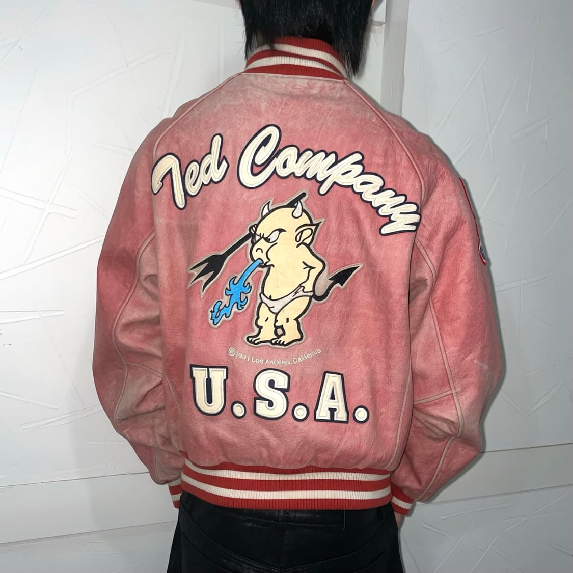 테드컴퍼니 테드맨 90s 리얼레더 썬 페이드 가죽 바시티 자켓 상품이미지1