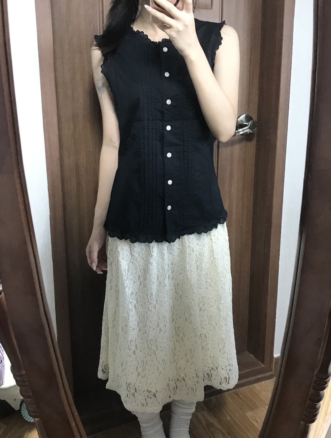 JP vintage white lace sk 상품이미지3