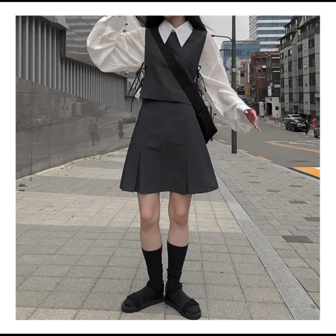 애니원모어 모던 투피스 차콜색 M 상품이미지1