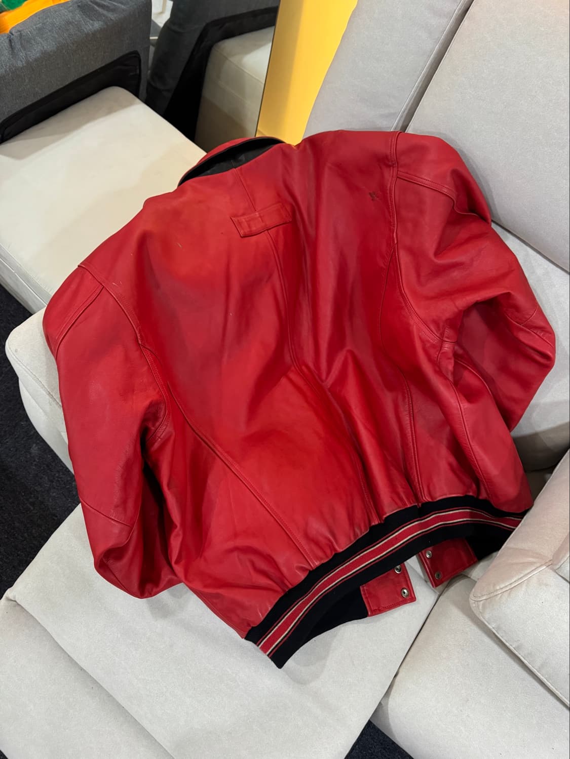 NY 아메리칸 빈티지 레더 자켓 2XL 상품이미지4