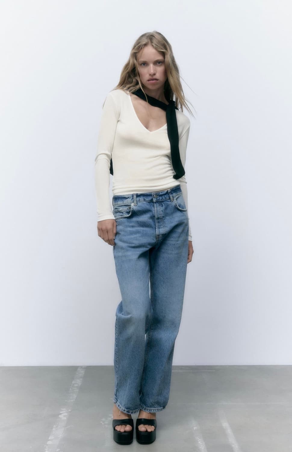 ZARA 브이넥 티셔츠, 시스루 티셔츠, 자라 레이어드 티셔츠 상품이미지3