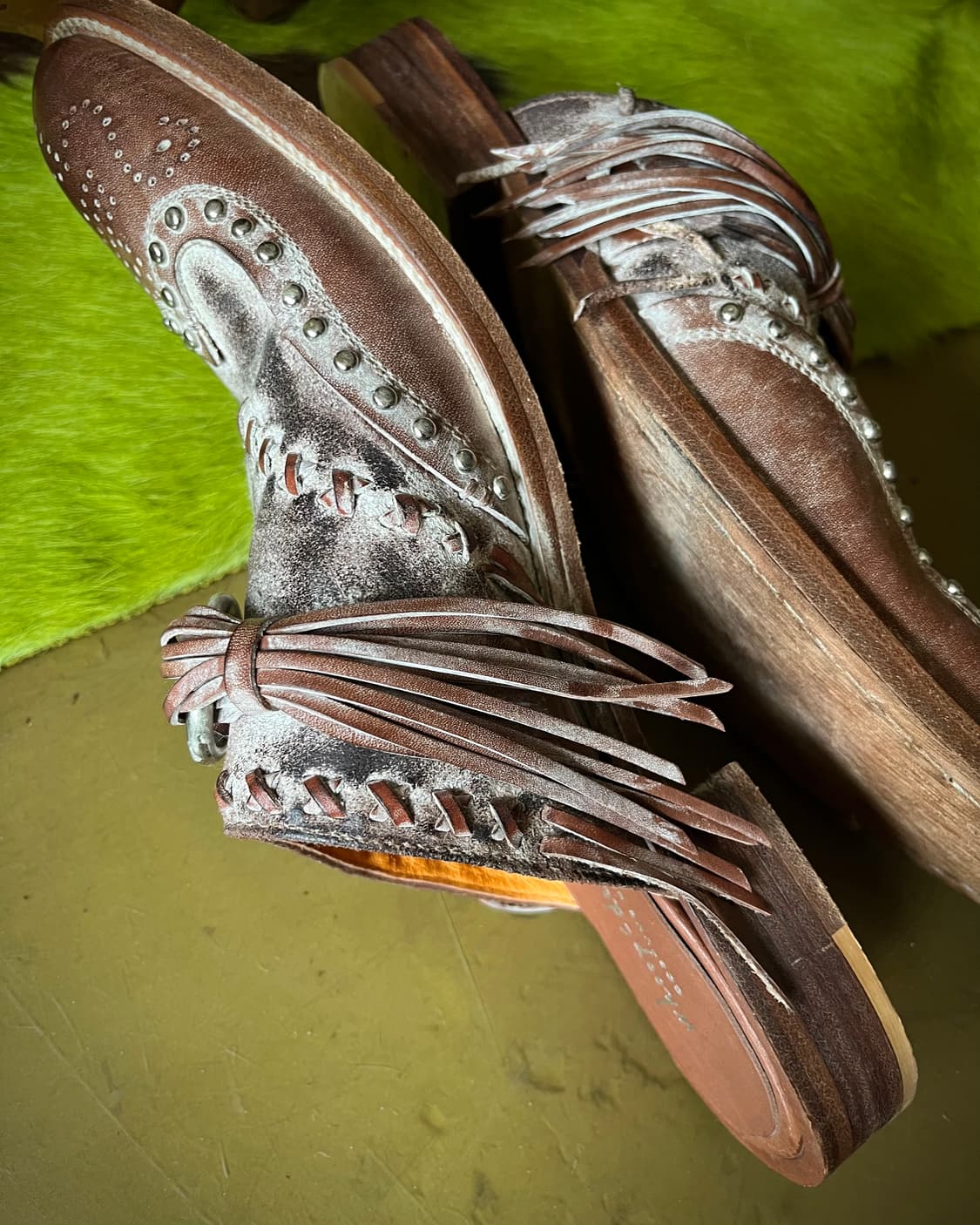 Whoop de doo Fringe Leather Mule Loafer 상품이미지4