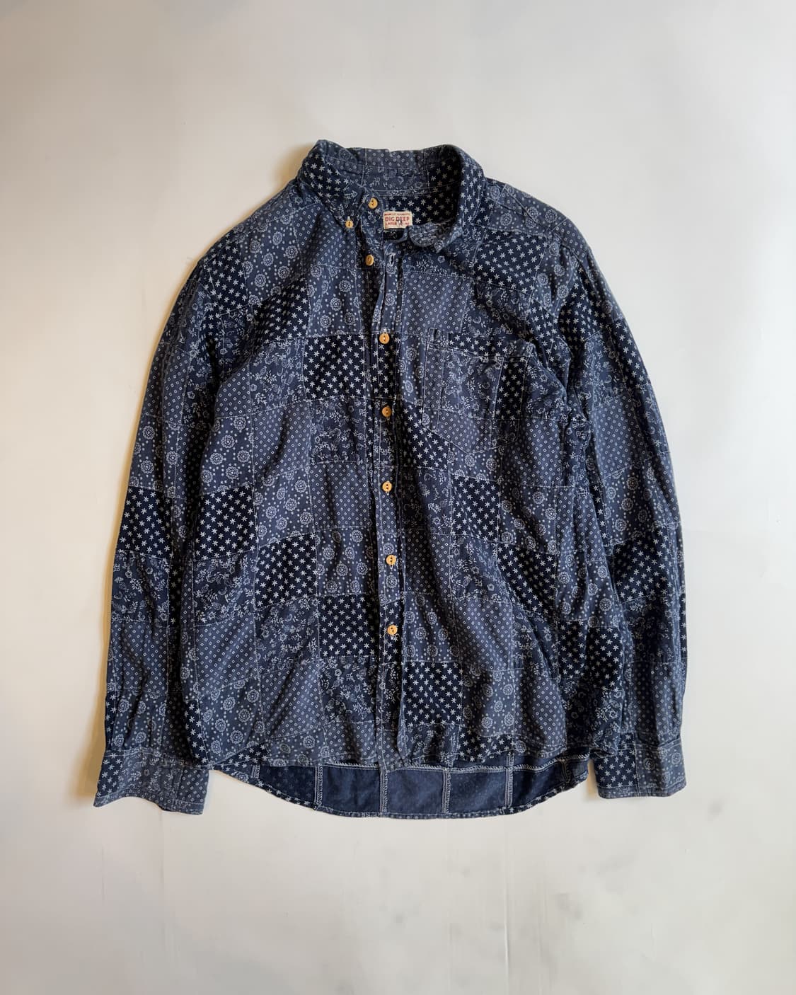 Navy Bandana Patchwork Shirt 상품이미지1