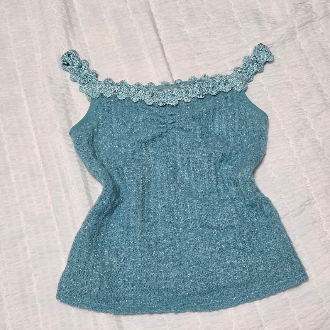 일본빈티지)민트모리걸st 히메갸루 레이스 니트 글리터 슬리브리스 상품이미지3