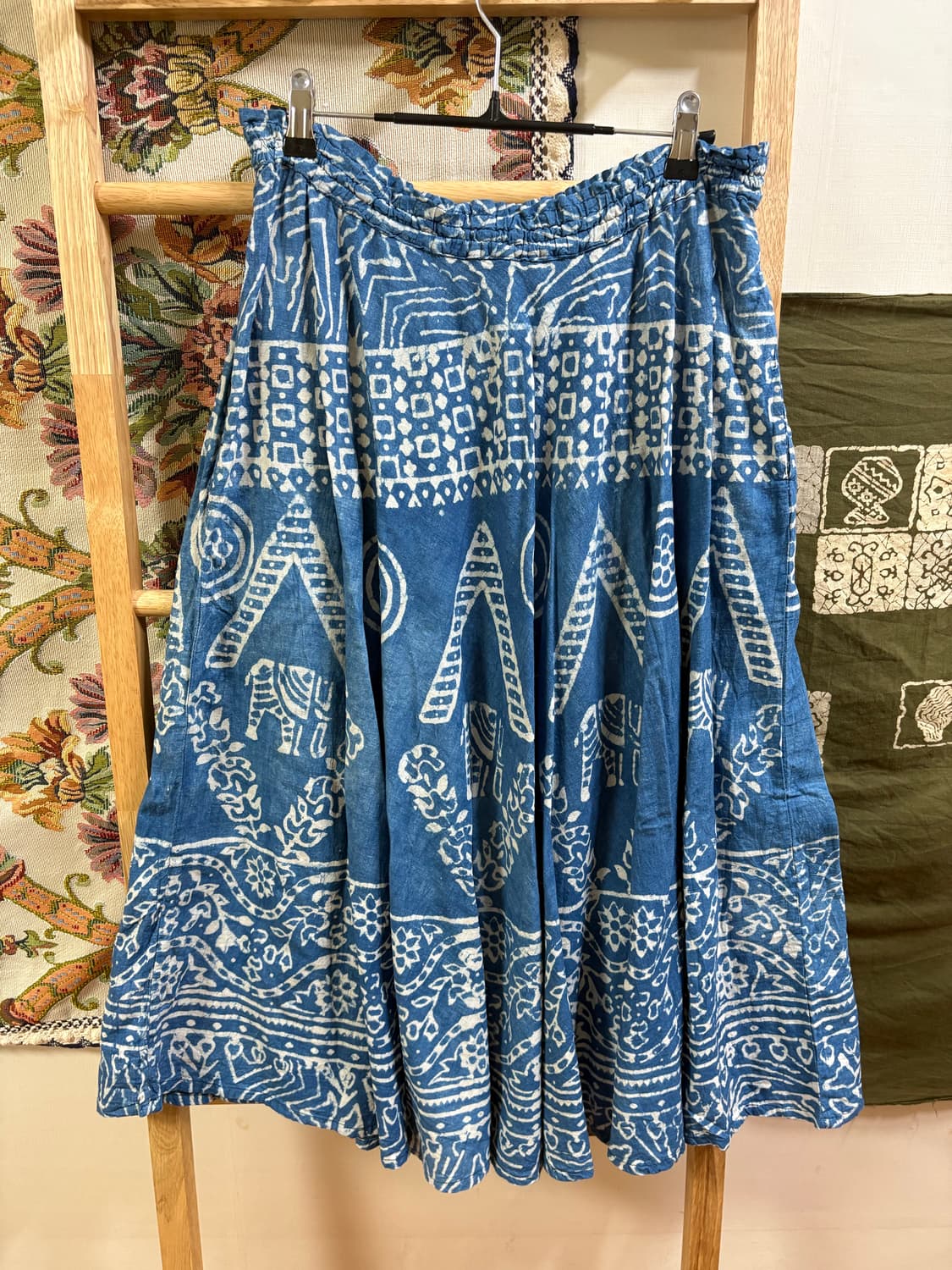 히피 모리 에스닉 패턴 미디 스커트 상품이미지4