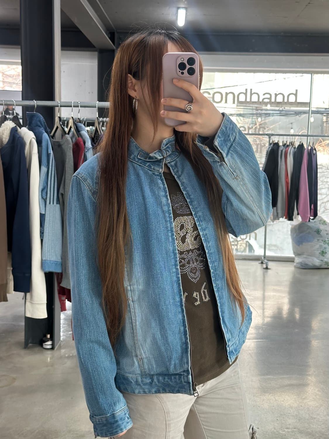 빈티지 락시크 넥버클 데님자켓 상품이미지2