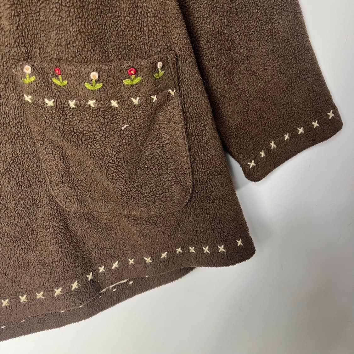 [JPN] 빈티지 모리걸 핸드메이드 자수 하프 플리스 상품이미지4