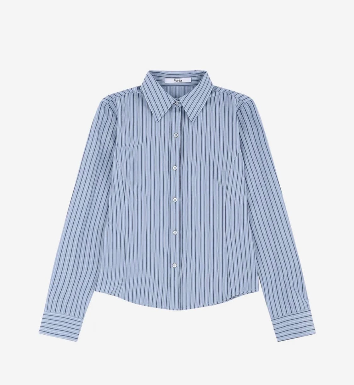 더포르타 스트라이프 버튼 슬림 셔츠 상품이미지2