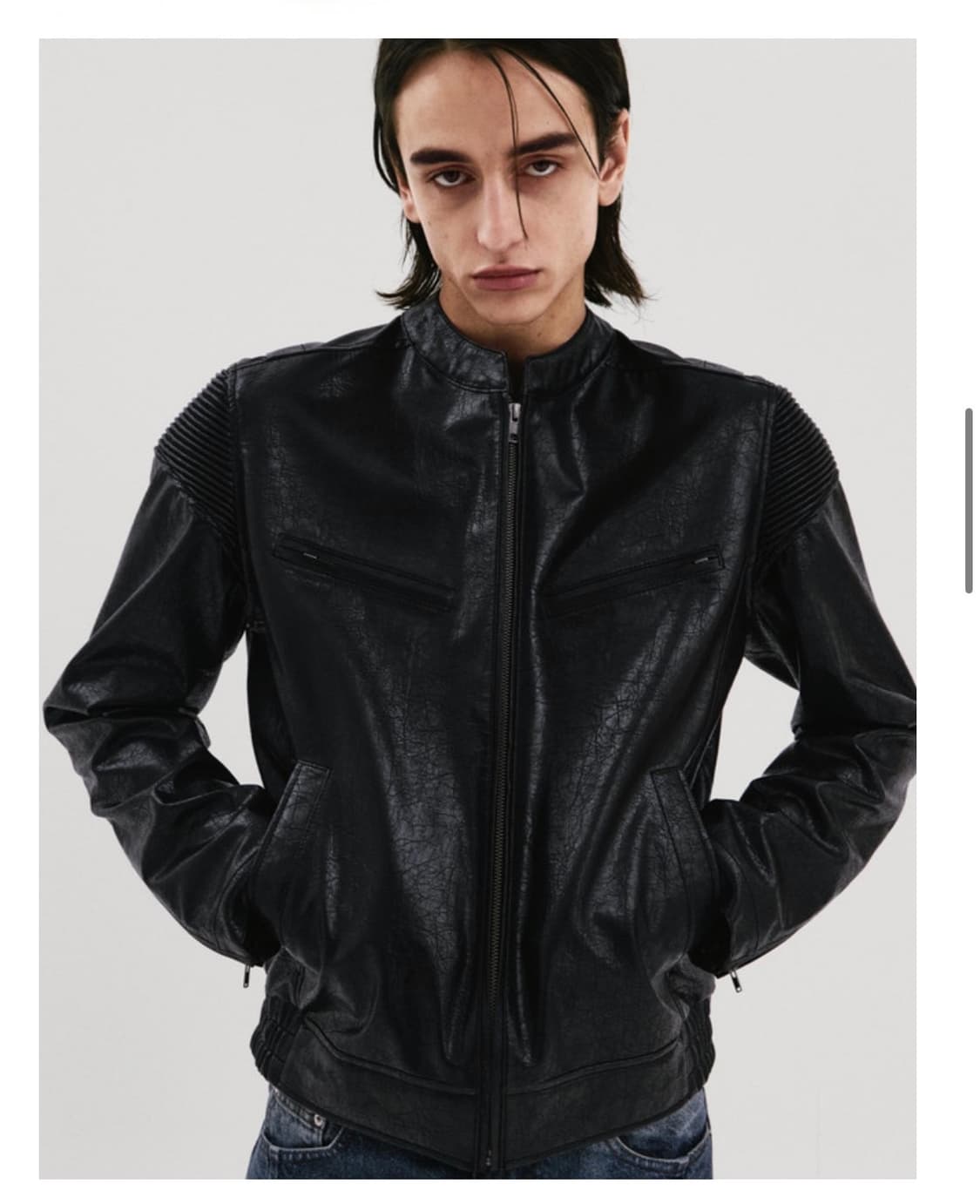 [2]파프롬왓 파 페이크 크랙드 텍스처 레더 재킷 상품이미지1