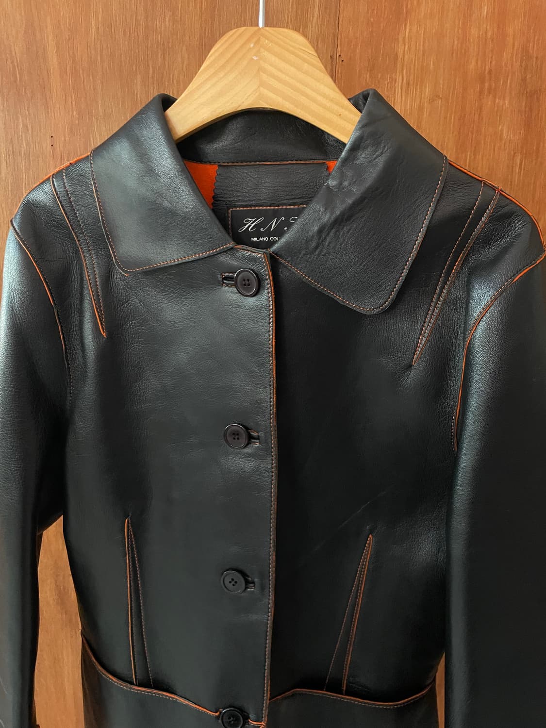 Orange stitch leather jacket 상품이미지7