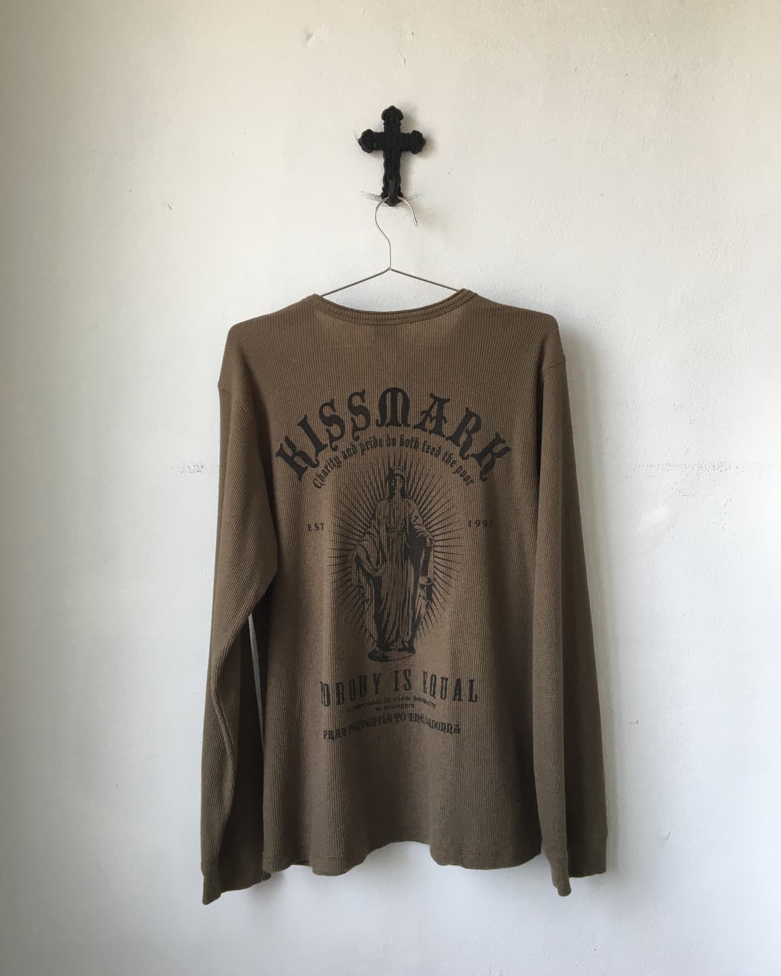 Back printing button point ribbed sleeve 상품이미지1