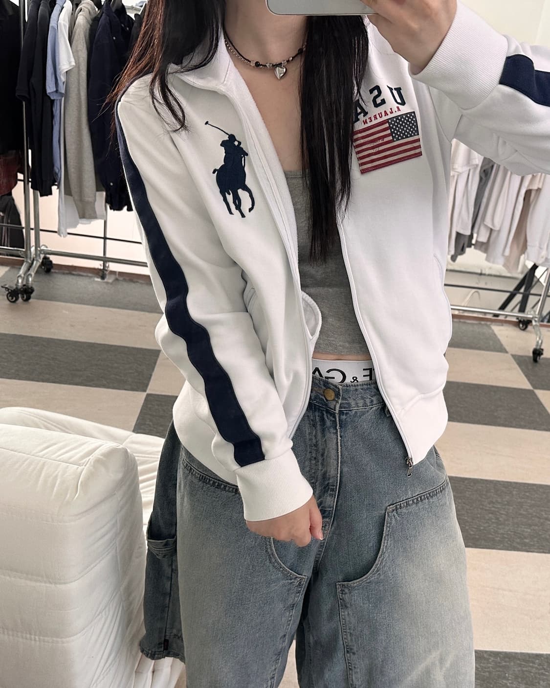 폴로 랄프로렌 빅포니 USA 성조기 배색 집업 상품이미지2