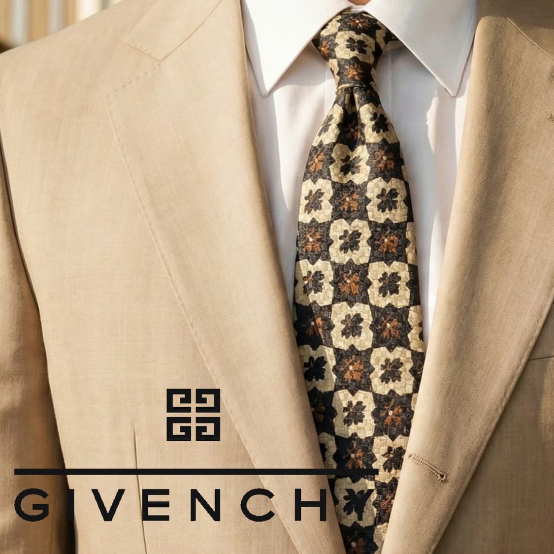 지방시 실크 블랙 플로럴 패턴 넥타이 10.7cm B등급 K1977 상품이미지1