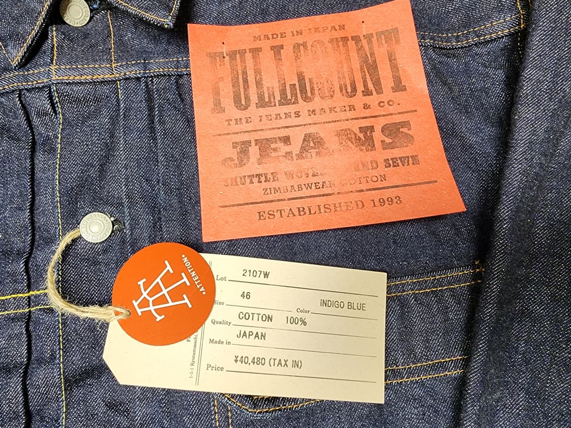 (46/105~110)(새상품)풀카운트 2107w 데님자켓 상품이미지3