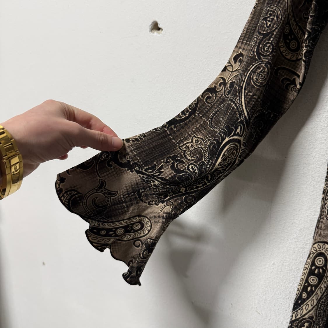 VTG 빈티지 오리엔탈 페이즐리 풀 패턴 퍼프 슬리브 롱슬리브 블라우스 상품이미지5