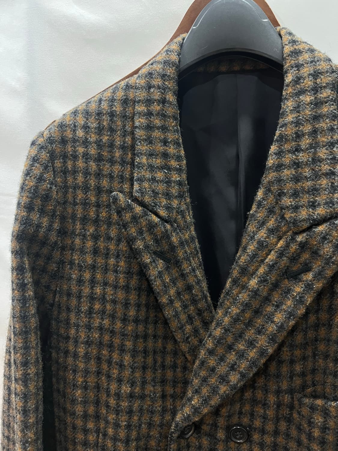 꼼데가르송 빈티지 울 브라운 체크 패턴 더블 자켓 S 상품이미지2