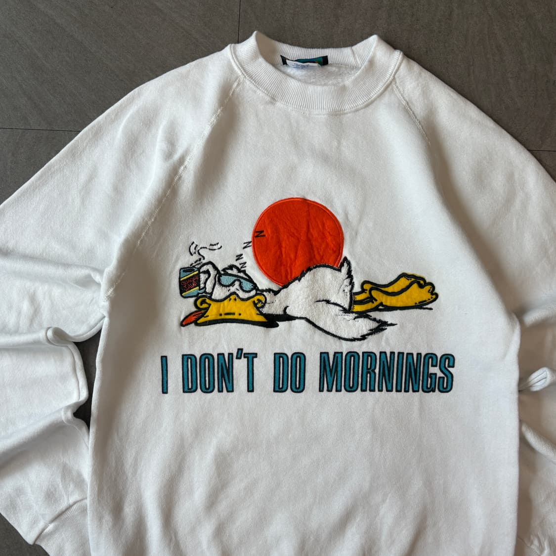 90s 90년대 미국 생산 빈티지 화이트 스웻셔츠 상품이미지3