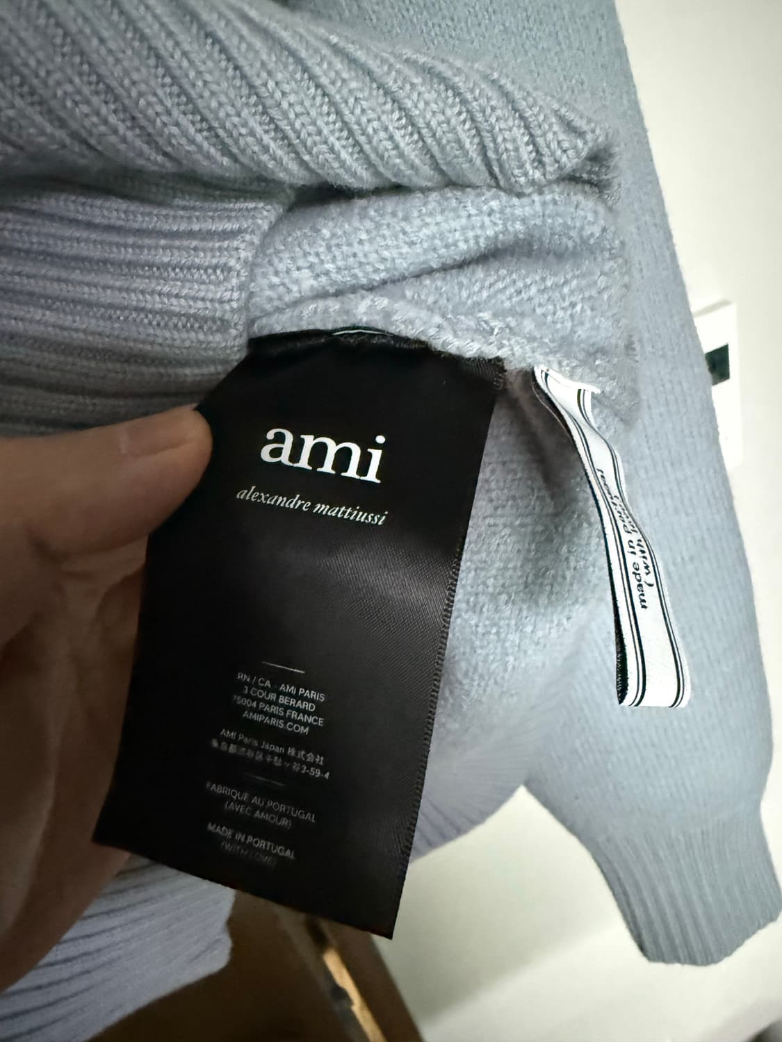 아미 빅 하트 로고 오버사이즈 인타르시아 스웨터 스틸 블루 AMI de 상품이미지2