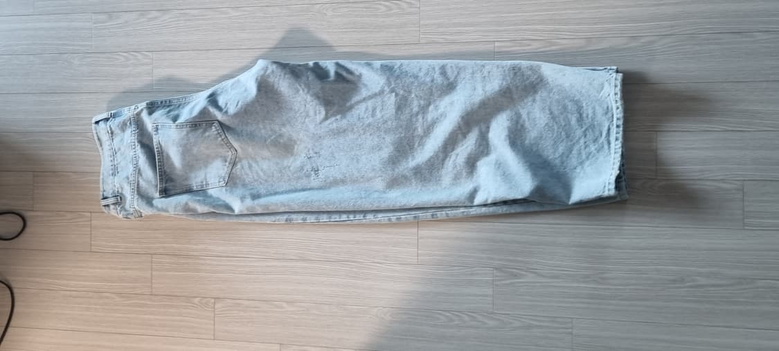 프라게 라이트 블루 와이드 스트레이트 데미지 데님 팬츠 상품이미지4