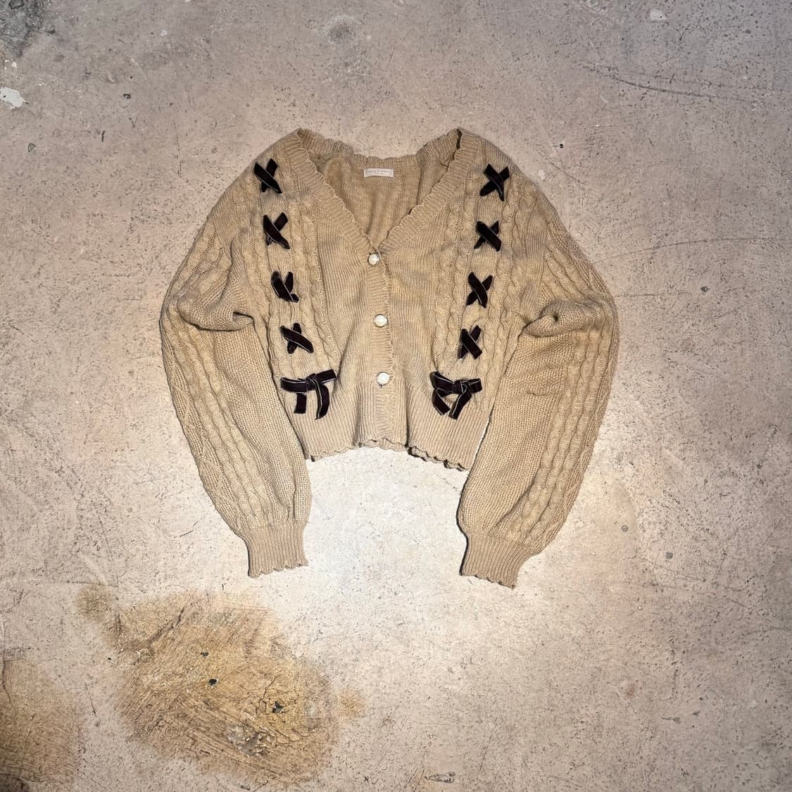 AXES FEMME 레이스업 리본 가디건 상품이미지1