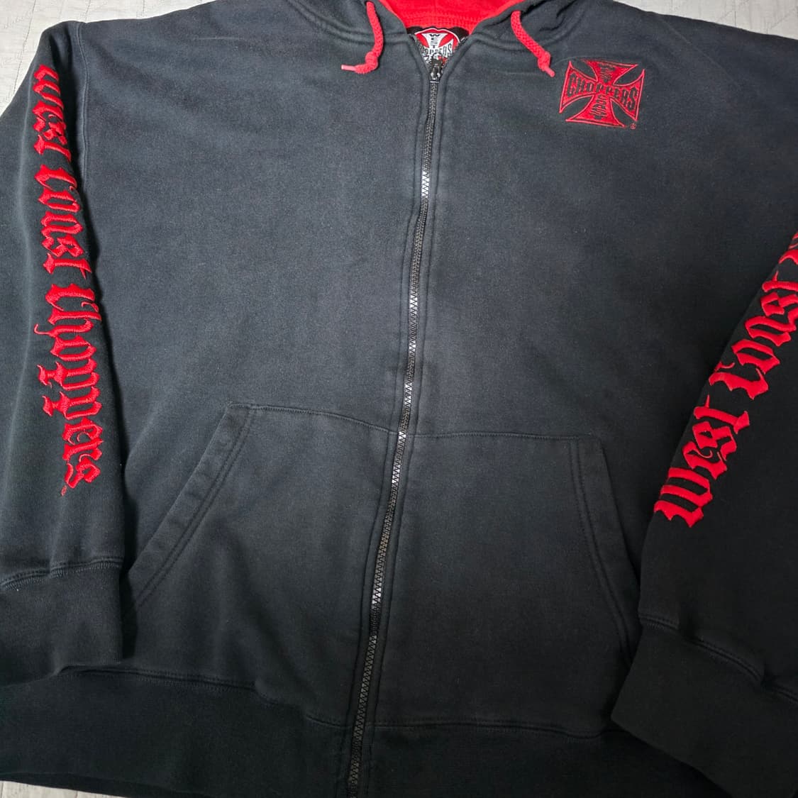 [XXL] 빈티지 웨스트코스트차퍼스 더블페이스 써멀 후드집업 블랙 상품이미지5