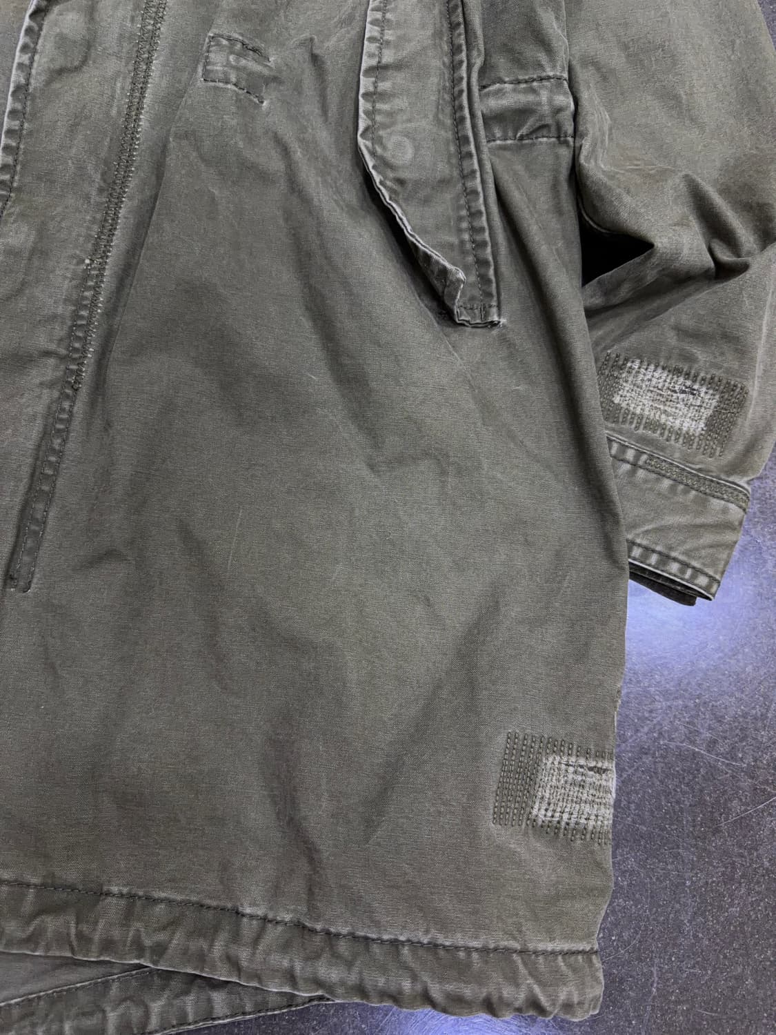 자라 빈티지 워싱 데미지 밀리터리 피쉬테일 후드 개파카 야상 L 상품이미지6