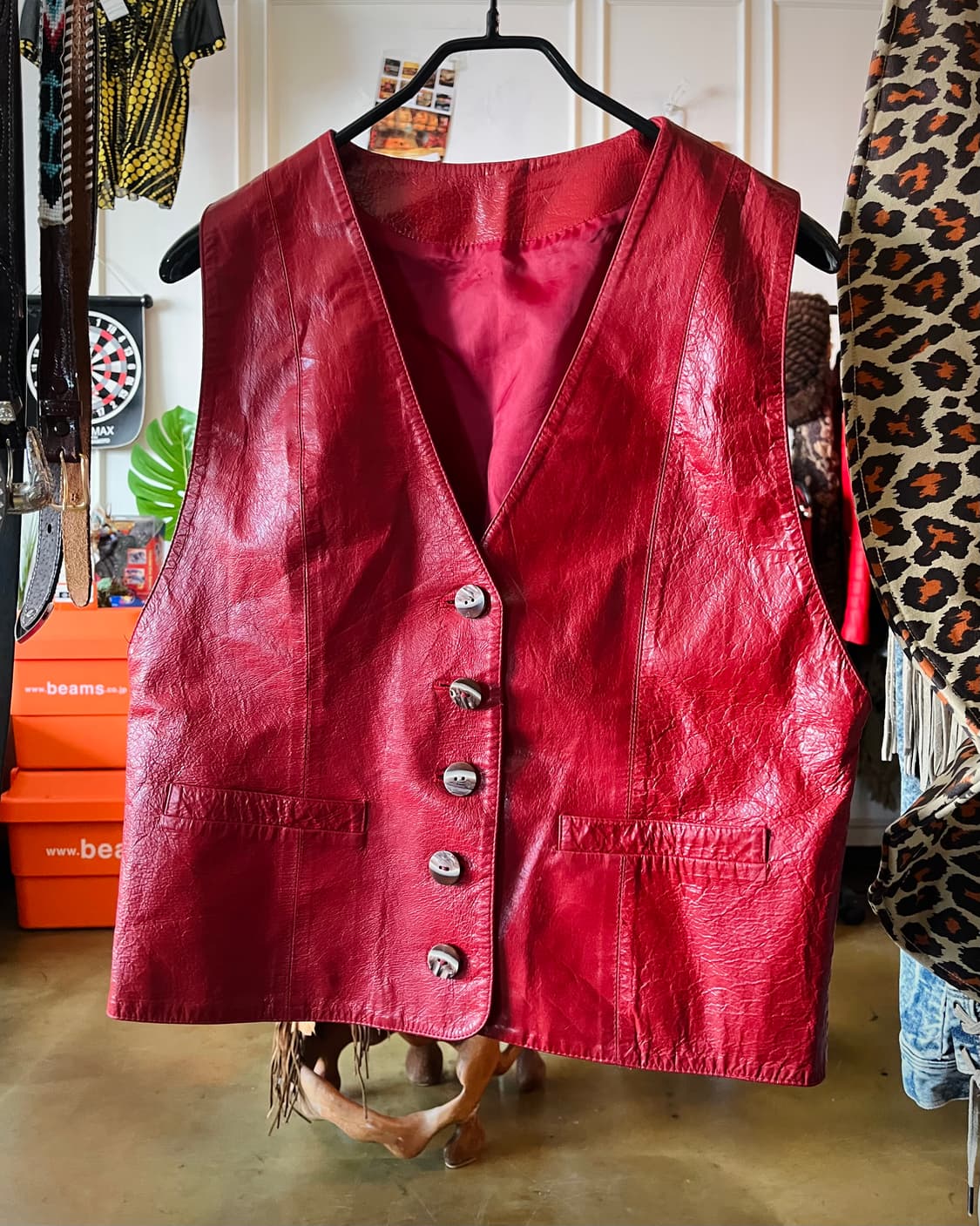 80-90s Real Leather Red Vest(Pig Skin) 상품이미지3