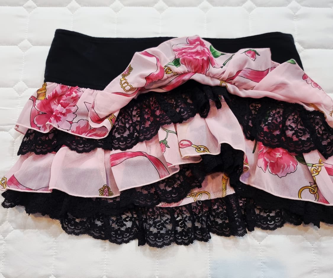 MARS 마즈 플라워 체인 3단 프릴 미니 스커트 상품이미지2