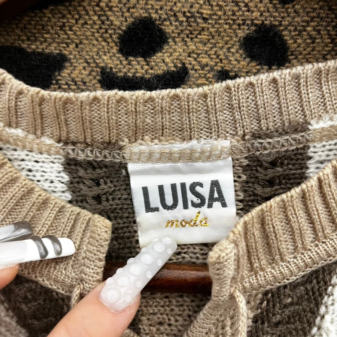 빈티지 코지 모리 스트라이프 패치워크 리본 니트 K0099 상품이미지5