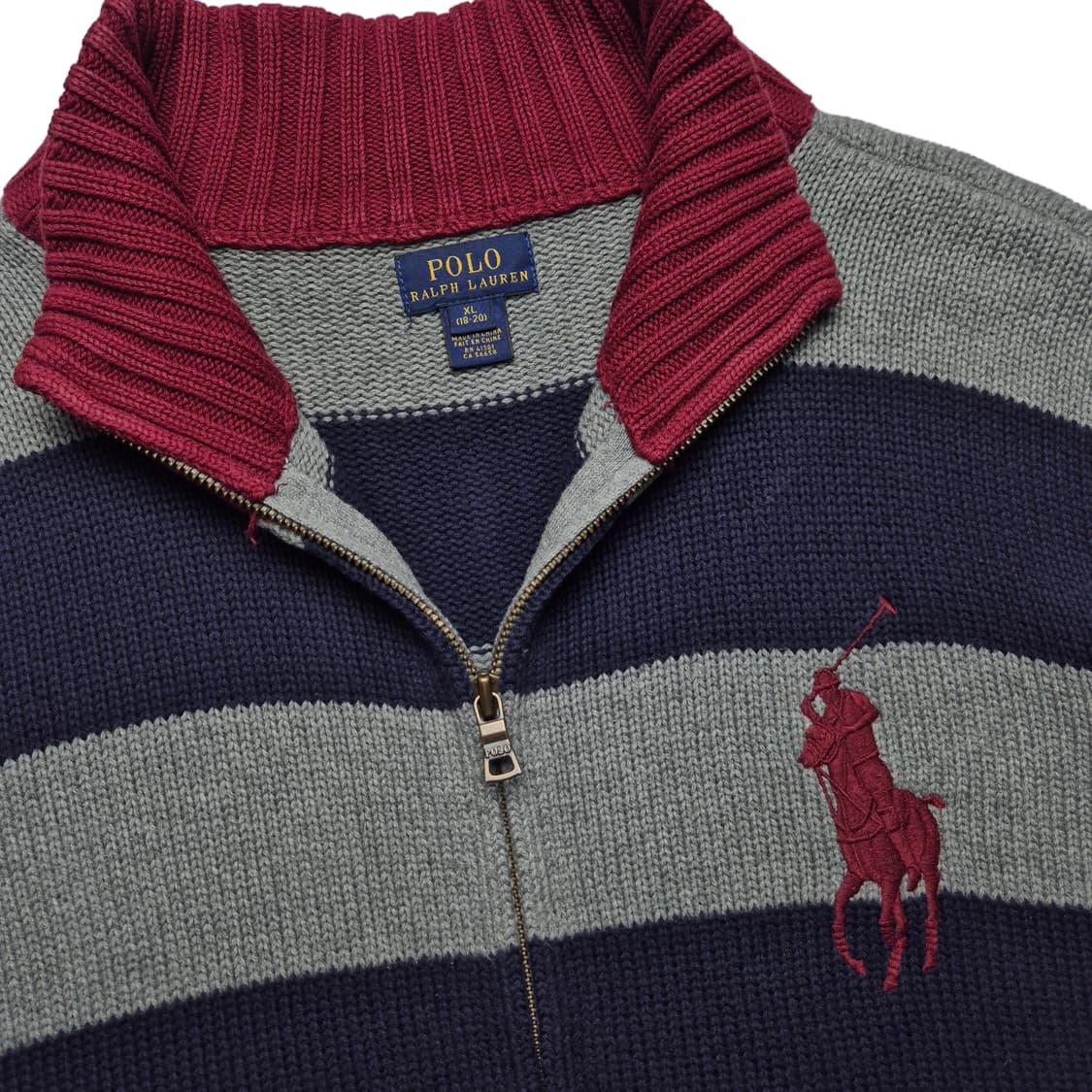 [XL(18-20)] 폴로 랄프로렌 빅포니 스트라이프 니트집업 상품이미지6