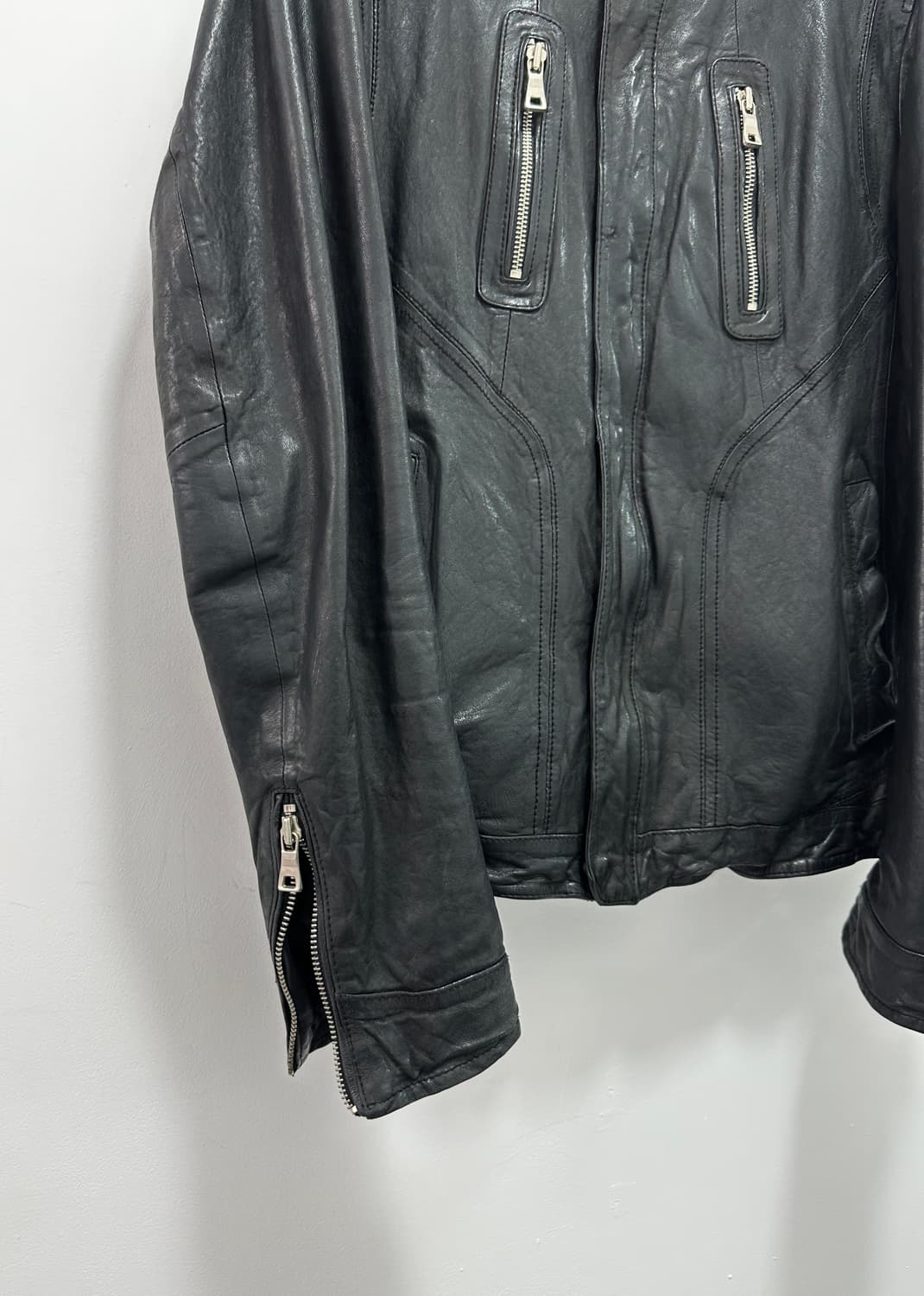 Sheepskin leather zipper detail jacket  상품이미지5