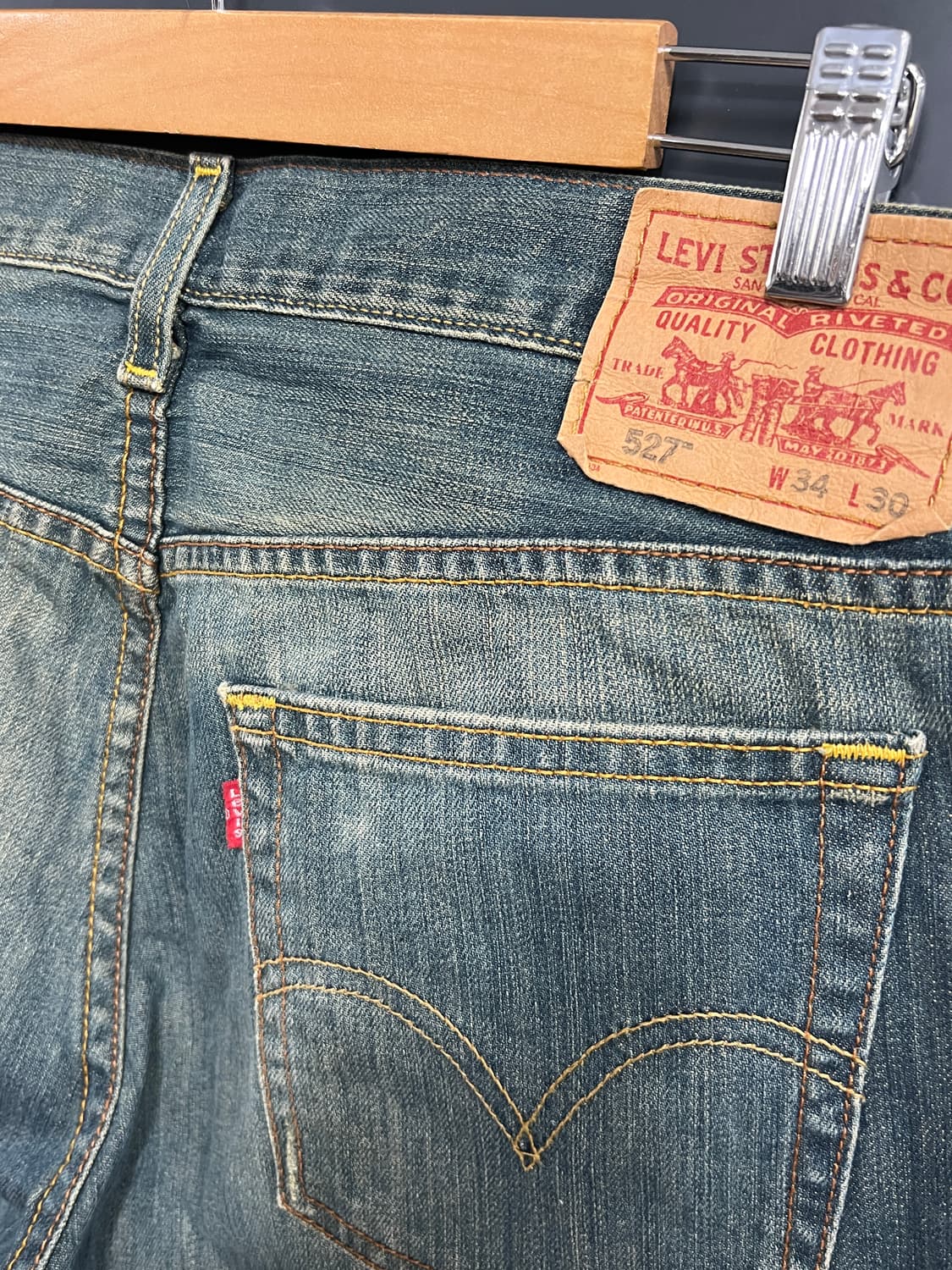 00s Levis 리바이스 527 로우 부츠컷 워싱 데님 팬츠 상품이미지3