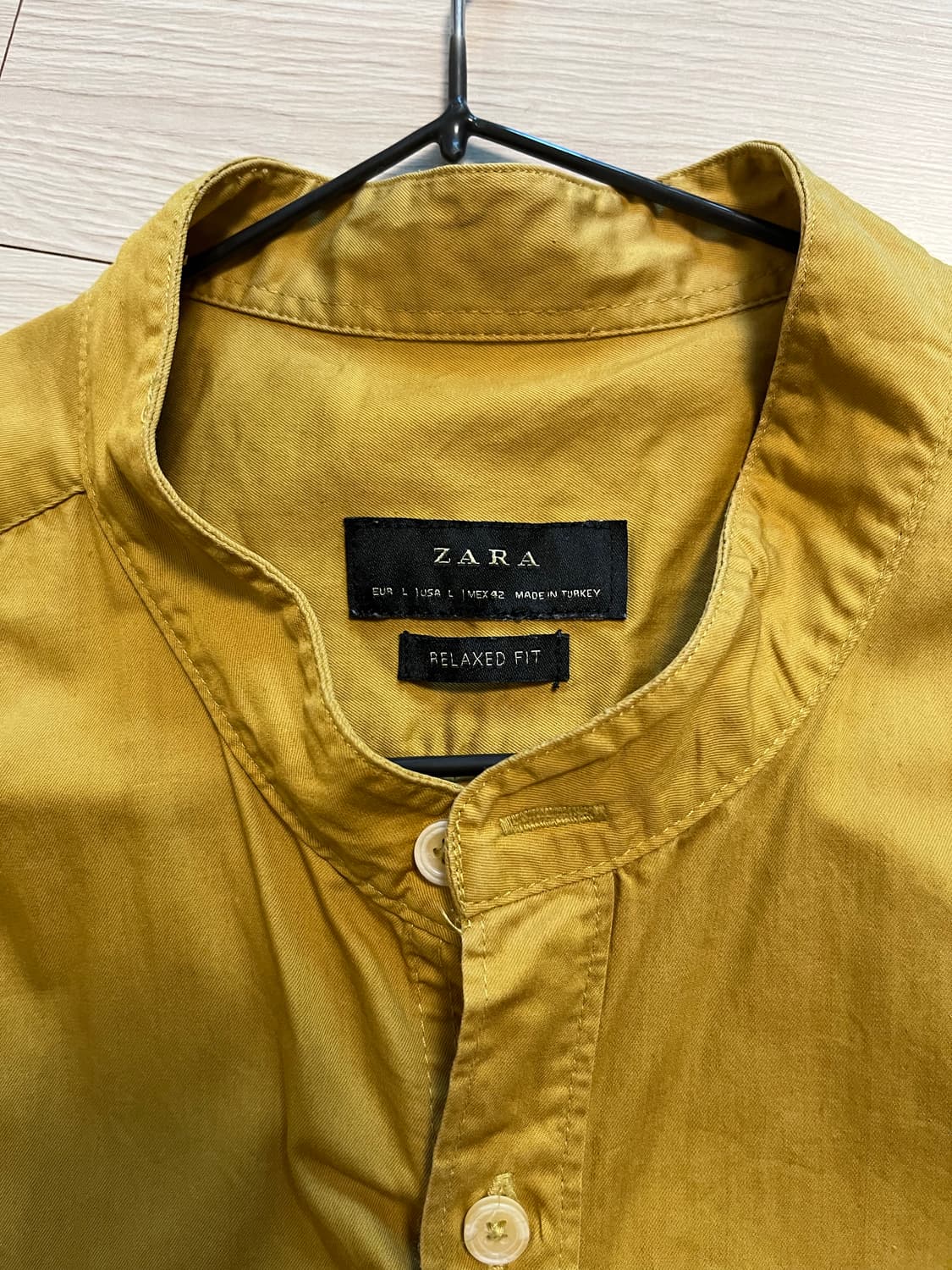 자라 남성 반팔 셔츠 L 겨자색 상품이미지3