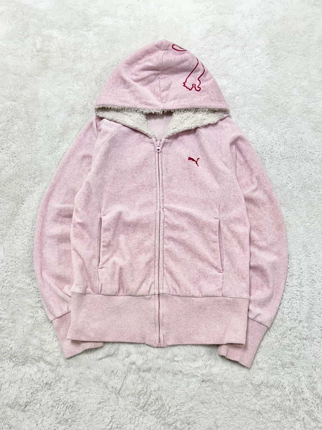 퓨마 JAPAN 뮤트핑크 벨벳 후드집업 상품이미지6