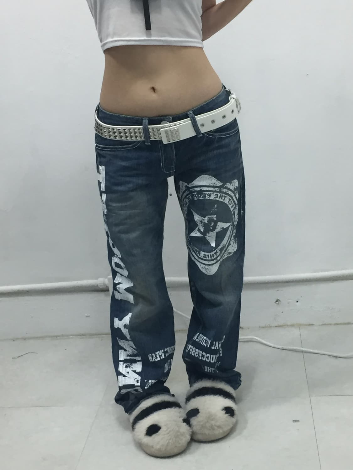 [COCOLULU] 코코루루 y2k 스텐실 데님진 상품이미지1
