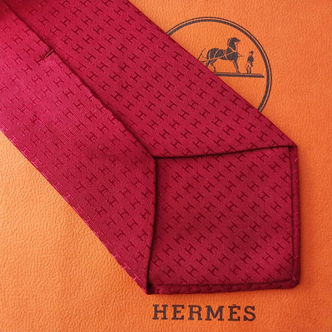 에르메스 실크 레드 H 자카드 넥타이 9.5cm A등급 K1700
 상품이미지10