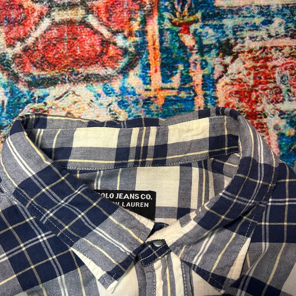 [XL] 90s 폴로 진 컴퍼니 체크 반팔 셔츠 상품이미지5